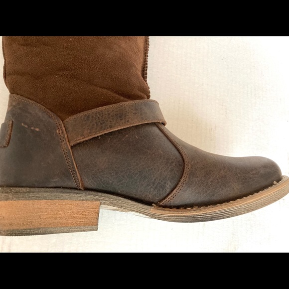 Brown Leather boots boho rustic boots shearling lined boots antiqued leather - Picture 8 of 12